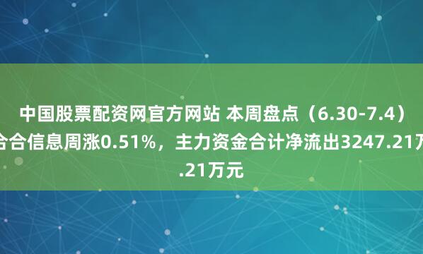 中国股票配资网官方网站 本周盘点（6.30-7.4）：合合信息周涨0.51%，主力资金合计净流出3247.21万元